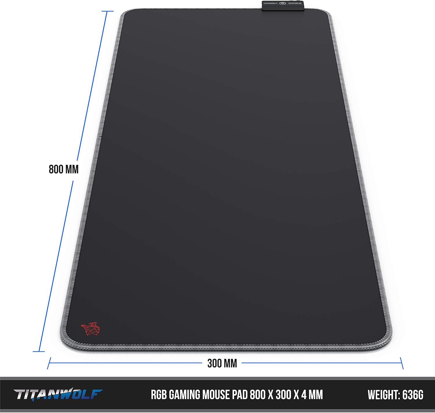 TITANWOLF, RGB Gaming Mouse Mat, 800x300 mm, XXL Extended Large LED Mouse Pad, 7 Multi Colour and 4 Effect Modes - Image 3