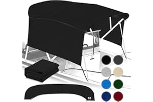 KNOX Universal 4 Bow Bimini Top Replacement Canvas & Sidewalls, 600D Marine Grade Sun Shade Boat Canopy with Detachable Side 