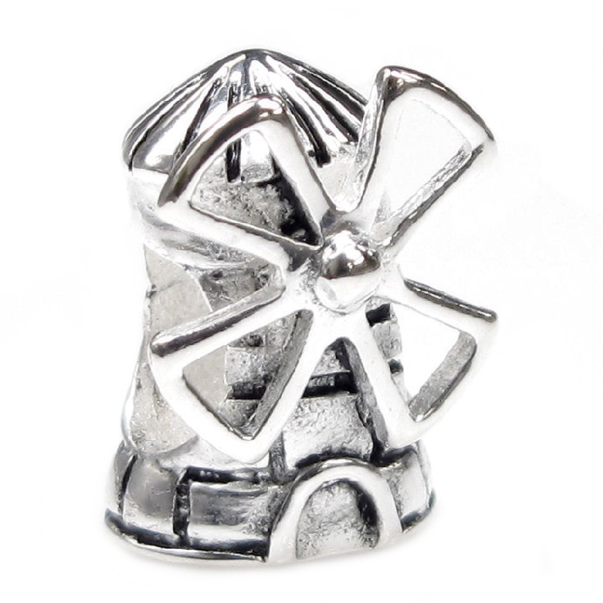 Queenberry Landmark Series Sterling Silver Dutch Windmill European-style Bead Charm