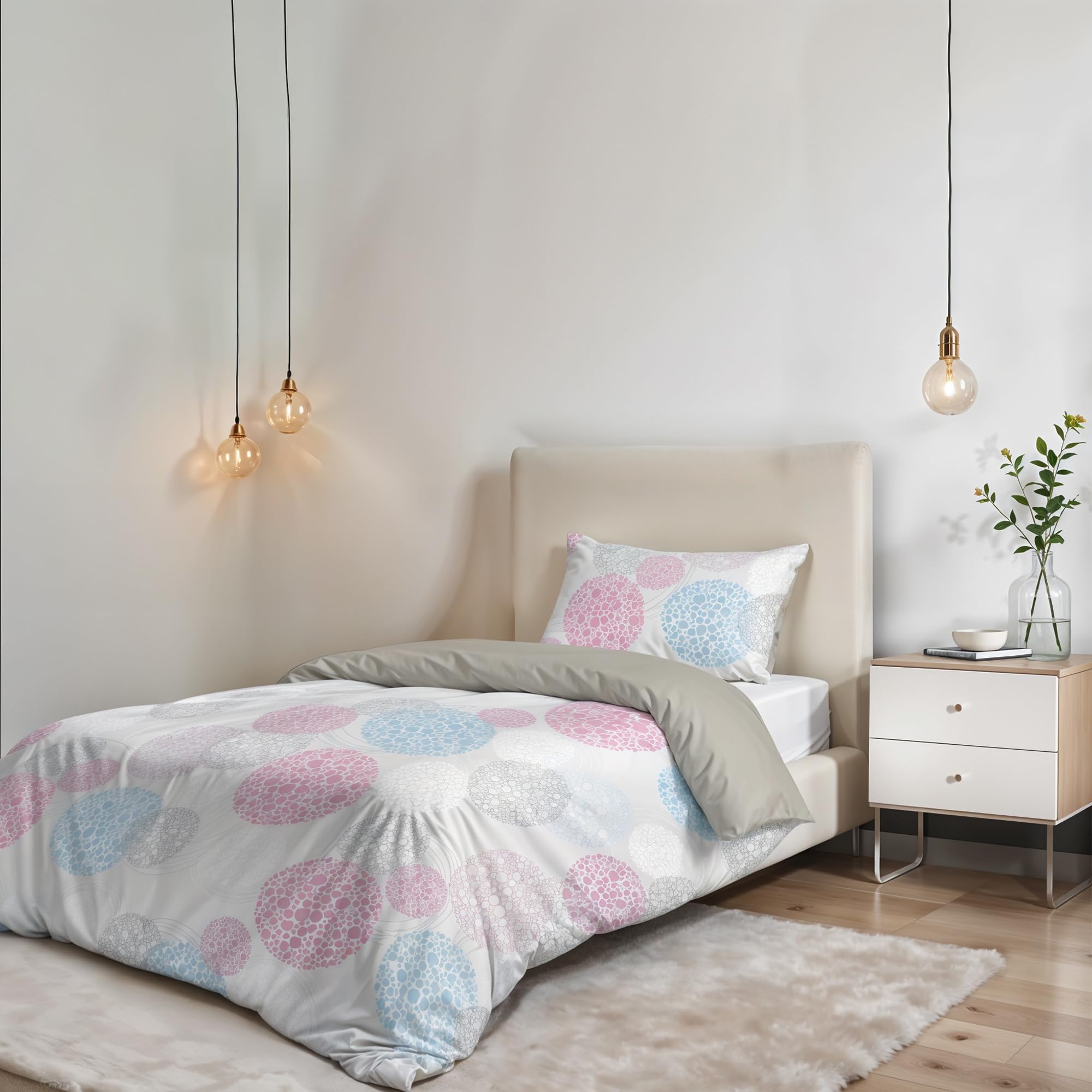 Italian Bed Linen Fantasy Duvet Cover (Made in Italy), Microfiber, molecole, Single