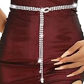 Abien Rhinestone Belts for Women Silver Chain Belt Dress Belt chain Sparkle Rhinestone Waist Belts for Dresses