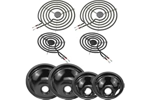 5304430149 5304430150 Black Porcelain Stove Drip Pans & MP22YA Electric Stove Burner Element Compatible with Frigi-daire Ken-more Tap-pan, Stove Element Replacement 318067041 318067051 by Fetechmate