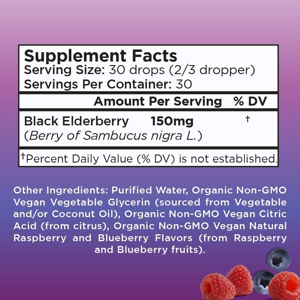 Organic Elderberry Syrup Black Sambucus Liquid for Kids & Adults by MaryRuth’s- Immune Boost - High Flavonoid - Vegan - NO Alcohol - 30 Day Supply: Health & Personal Care