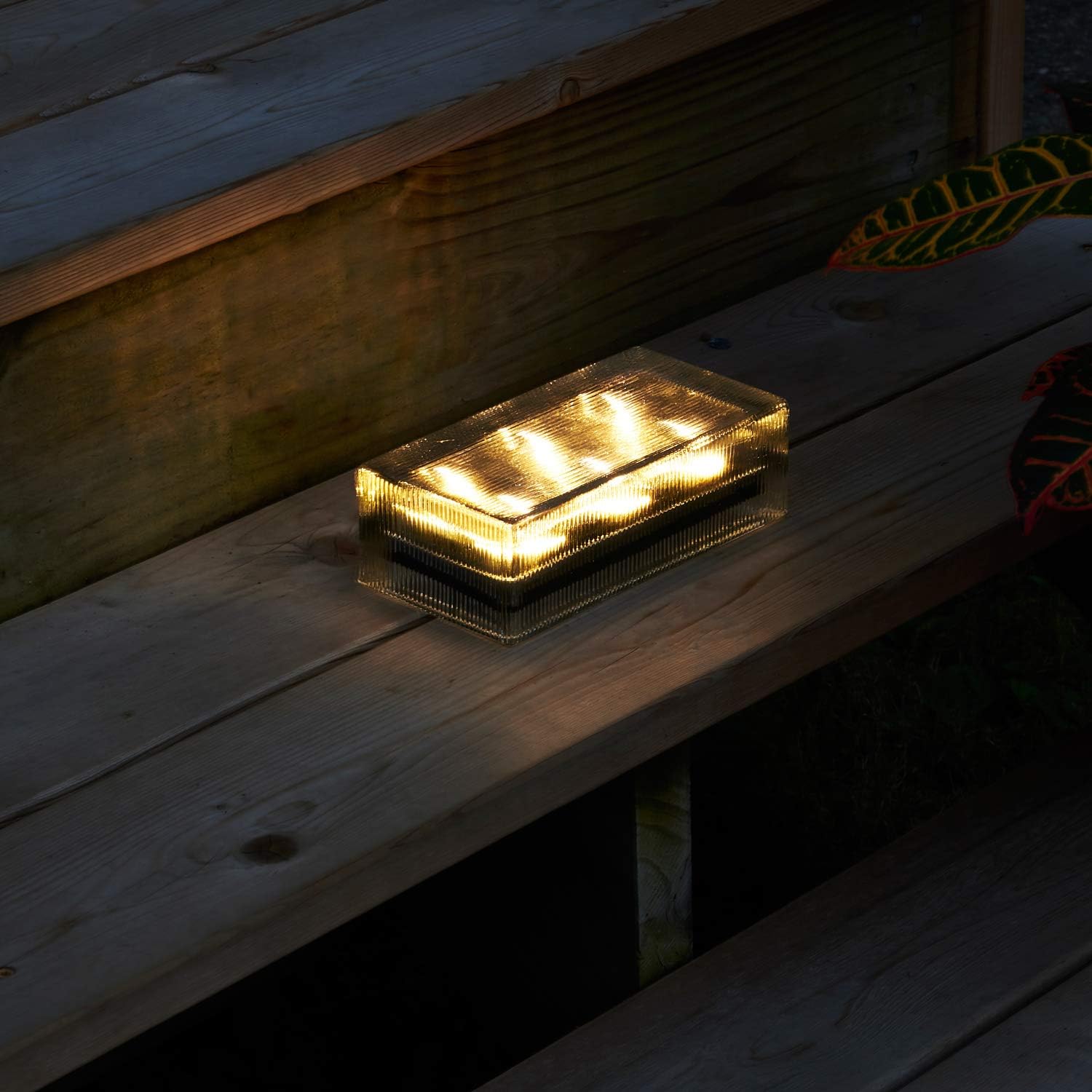 Solar Brick Outdoor Light 8x4 Large Glass Paver, Striped
