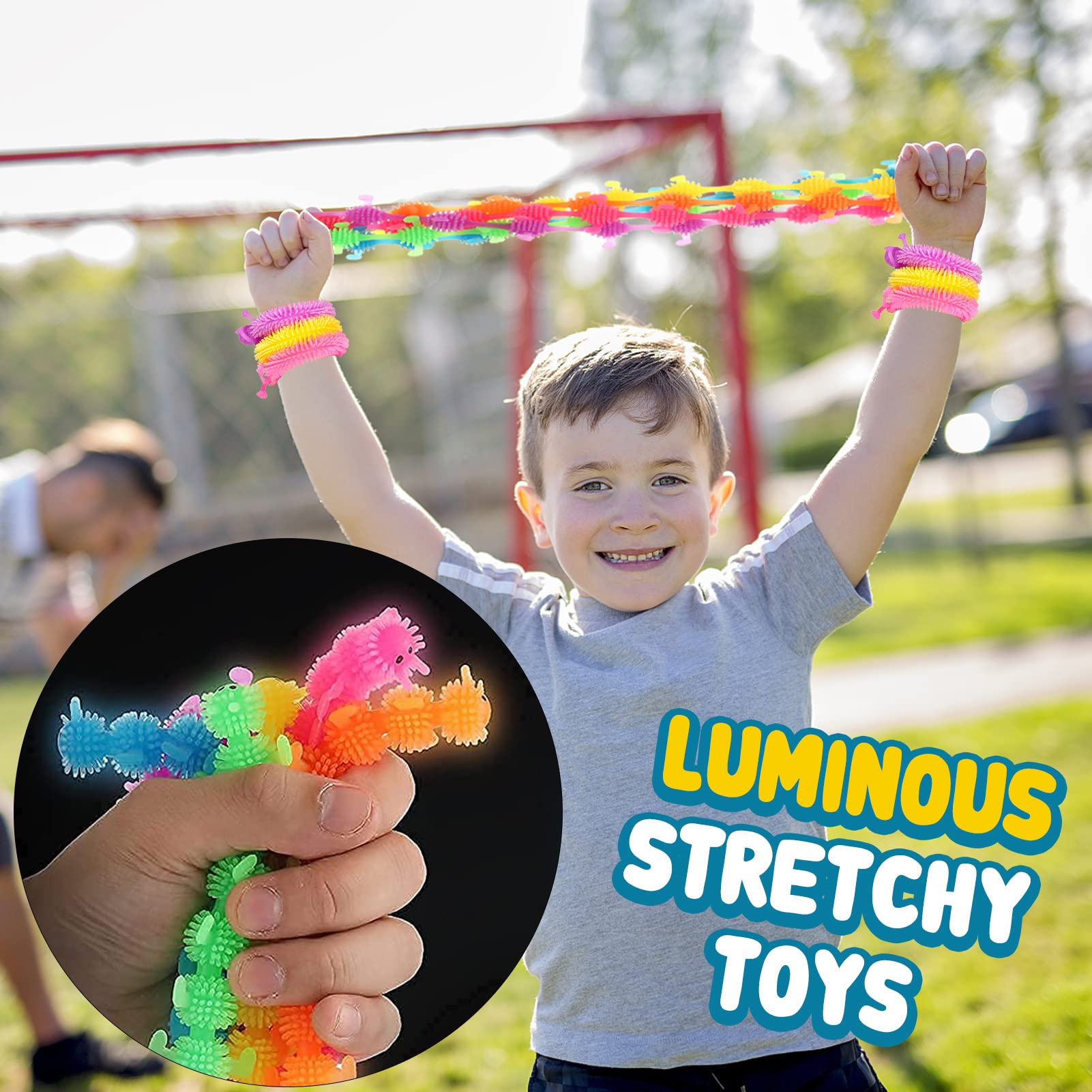 Sensory Toys Fidget Noodles: 16pk Textured Sensory Toys for Autistic Children, Quiet Fidget Toys for Kids Stress Relief, Stretchy String Calming Toy, Party Favors, Goodie Bag Stuffers, Gift