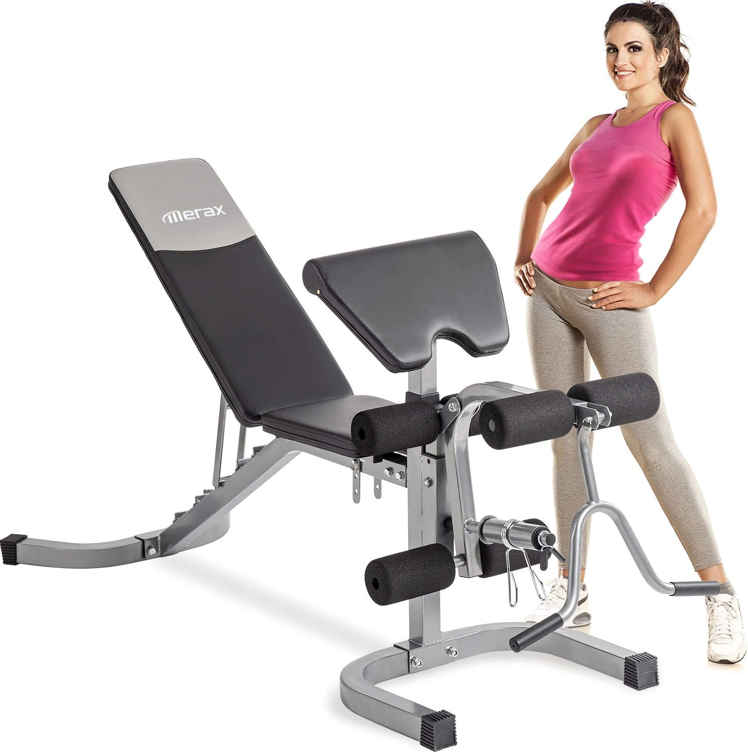 Merax Weight Bench with Leg Extension - 6+3 Positions Adjustable Olympic Utility Benches with Preacher Curl 2020 Upgrade Design