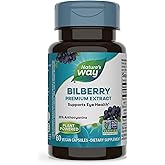 Nature's Way Bilberry Premium Extract, Supports Eye Health*, Eye Health Supplement for Adults with Black Elderberry*, Gluten Free, Vegan, 60 Capsules (Packaging May Vary)