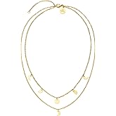 Purelei® Luna Necklace – 18K Gold plated stainless steel jewelry – Waterproof double chain with moon pendant – 14 to 16 inch adjustable length – Fashion jewelry for your individual look