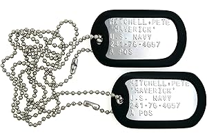 YIPPO ACCESSORIES MAVERICK Top Gun Stainless Steel Military Dog Tag Set Halloween Costume Prop