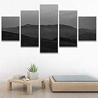 SIGNWIN 5 Panel Canvas Wall Art Monochromatic Mountains for Home Decorations Ready to Hang - 60