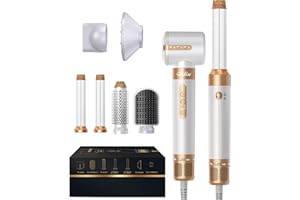 YITRUST 7 in 1 110000 RPM 1400W Hair Dryer Brush High-Speed Ionic Hair Dryer with Diffuser Automatic Air Curling Wand Concentrator Attachment Volumizer, Hair Straightener Brush Hair Style Tools Set