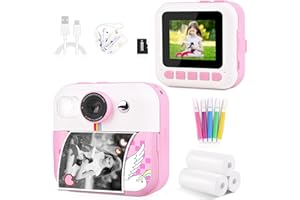 Moizoe Kids Instant Print Camera, Upgrade Digital Camera for Toddlers Ages 3-12, 1080P HD Video Recorder with 32GB SD Card, 2