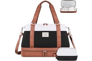 ETRONIK Lagre Travel Duffel Bag, Gym Bag for Women with Shoes Compartment & Wet Pocket, Carry On Weekender Bag with Toiletry Bag, Overnight Bag for Hospital, Yoga, Sports