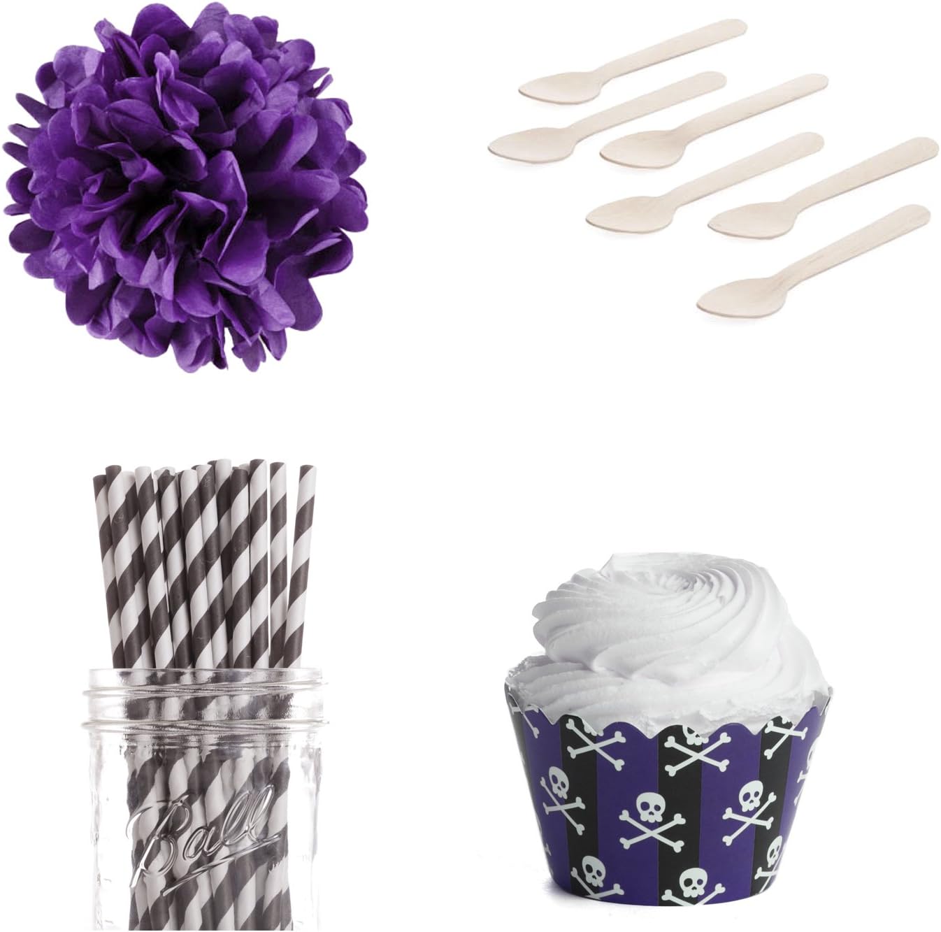 Dress My Cupcake Dmc98267 Dessert Table Party Kit Pirate Party Purple And Black Amazon Co Uk Kitchen Home