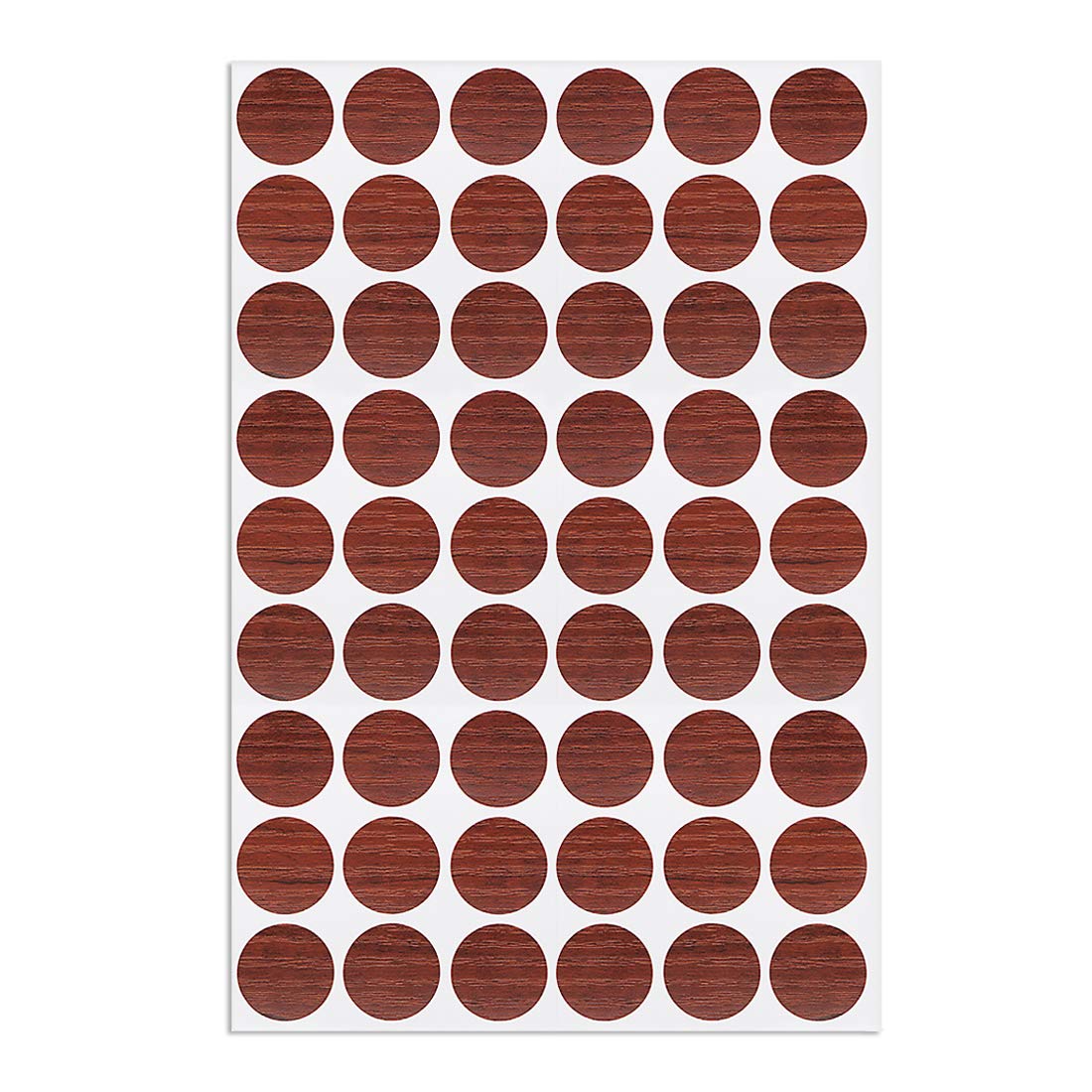 sourcing map 1 Sheet/54Pcs Screw Hole Cover Stickers, 21mm Dia PVC Self Adhesive Covers Caps Dustproof for Wood Furniture Cabinet Shelf Wardrobe, Textured Brown