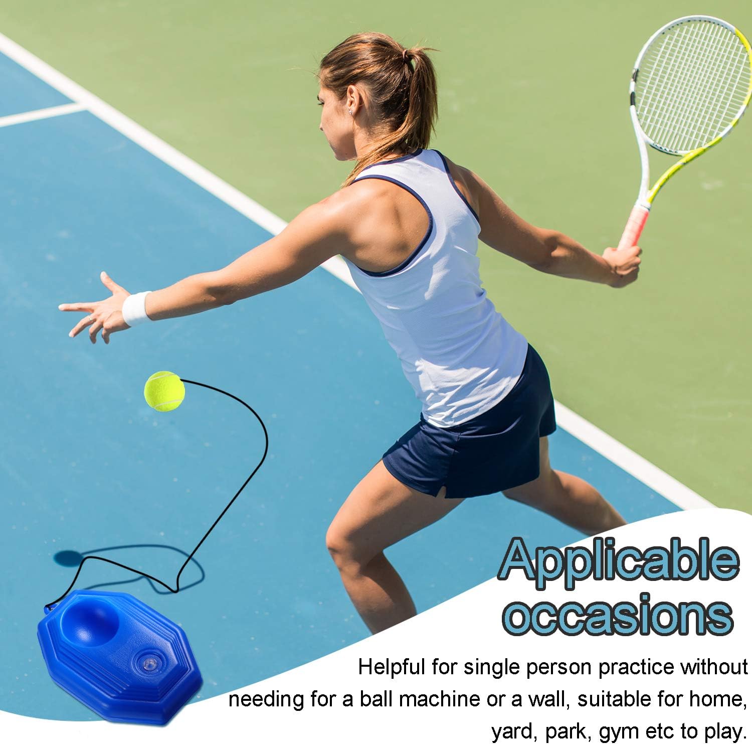 Sumind Tennis Trainer Tennis Ball Trainer Tennis Training Baseboard Tennis Equipment Tennis Trainer Rebounder Ball with Rope Practice Training Tennis Ball Tool for Self-Study Tennis Training : Sports & Outdoors