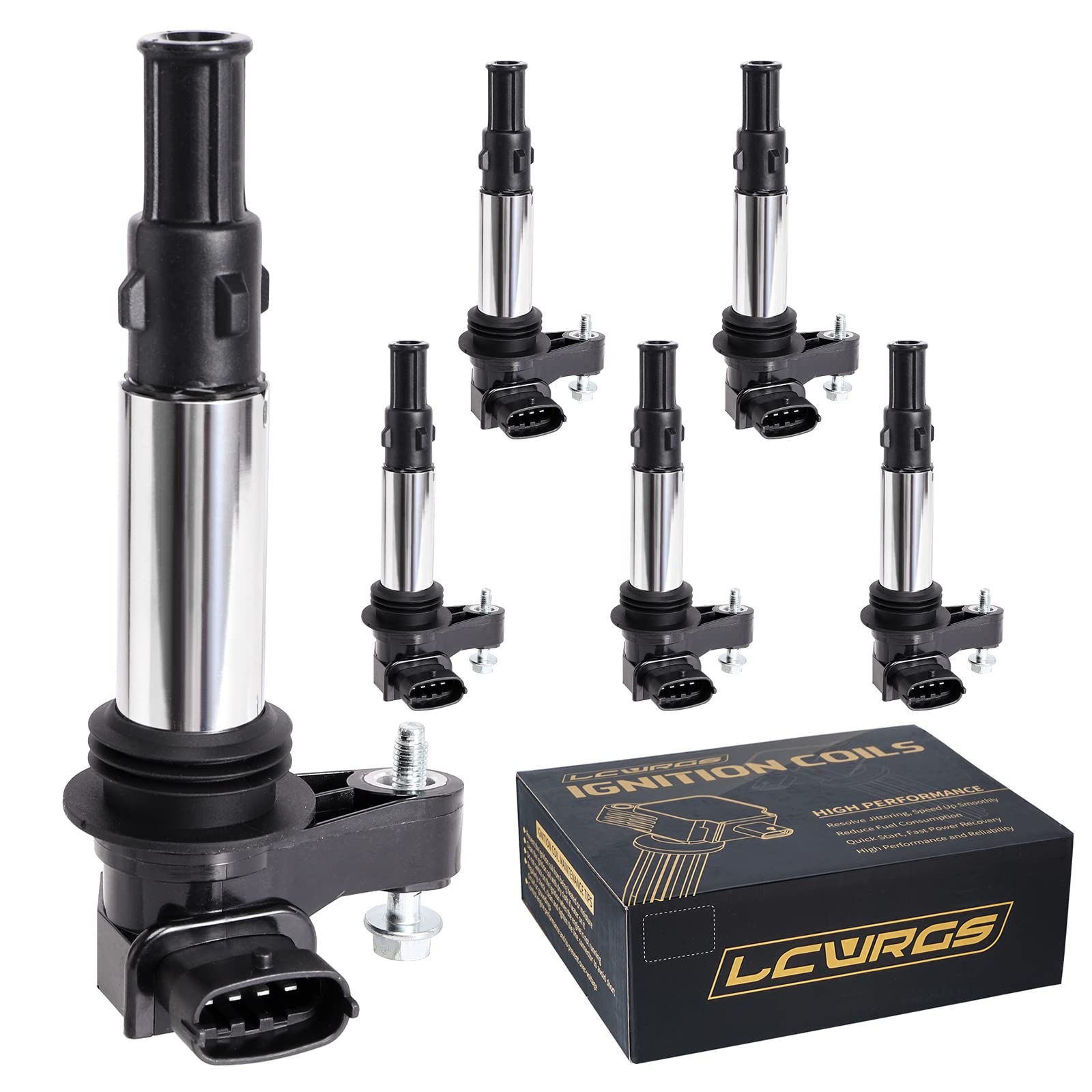 Photo 1 of Set of 6 Ignition Coil Pack Fits for 2.8 3.6 V6 2004 2005 2006 2007 2008 2009 Cadillac CTS STS SRX Chevy Traverse Buick Enclave LaCrosse Rendezvous Saab 9-3 Aero GMC Acadia Saturn Outlook UF375