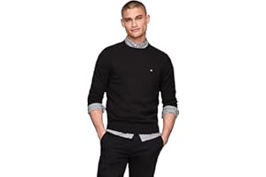 Tommy Hilfiger Mens Cotton Solid Crewneck Sweater Lightweight Pullover, Also Available in Big & Tall