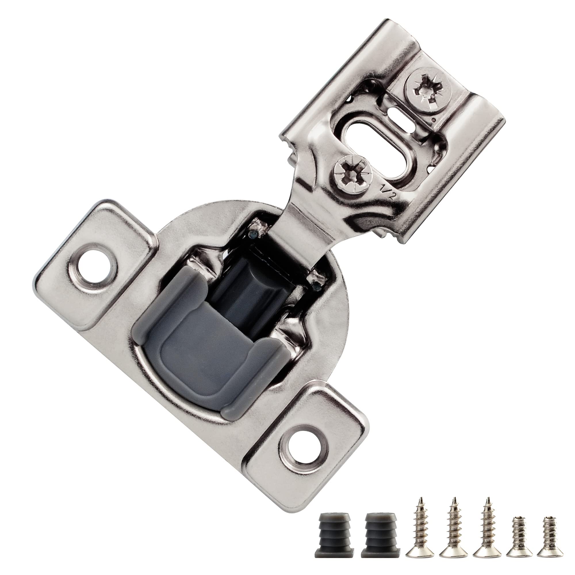 Photo 1 of STIANC 50 Pack 1/2" Overlay 2D Soft Close Hinges for Face Frame Kitchen Cabinet, 3 Way Adjustability, Quiet Self-Shut Door,105 Degree