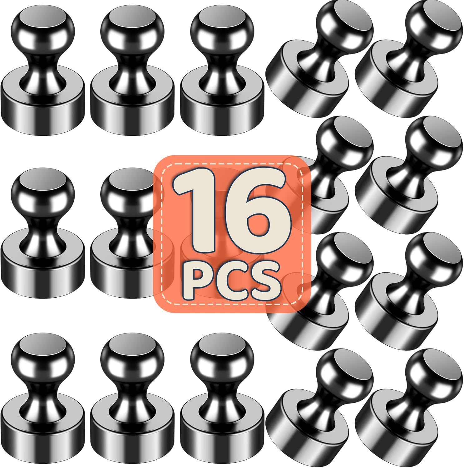 Photo 1 of 16Pcs Fridge Magnets, Small Strong Refrigerator Magnets for Whiteboard, Heavy Duty Magnetic Push Pins for Office, Kitchen, Classroom Organization