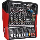 Yamnweo TF600 6-Channel Professional Mixer with Bluetooth Sound Bar with Power Amplifier 2 * 450W Power Output Powered Mixer, 7-Stage Equalizer, 99 DSP Effects, Recording Input USB Drive for Speakers