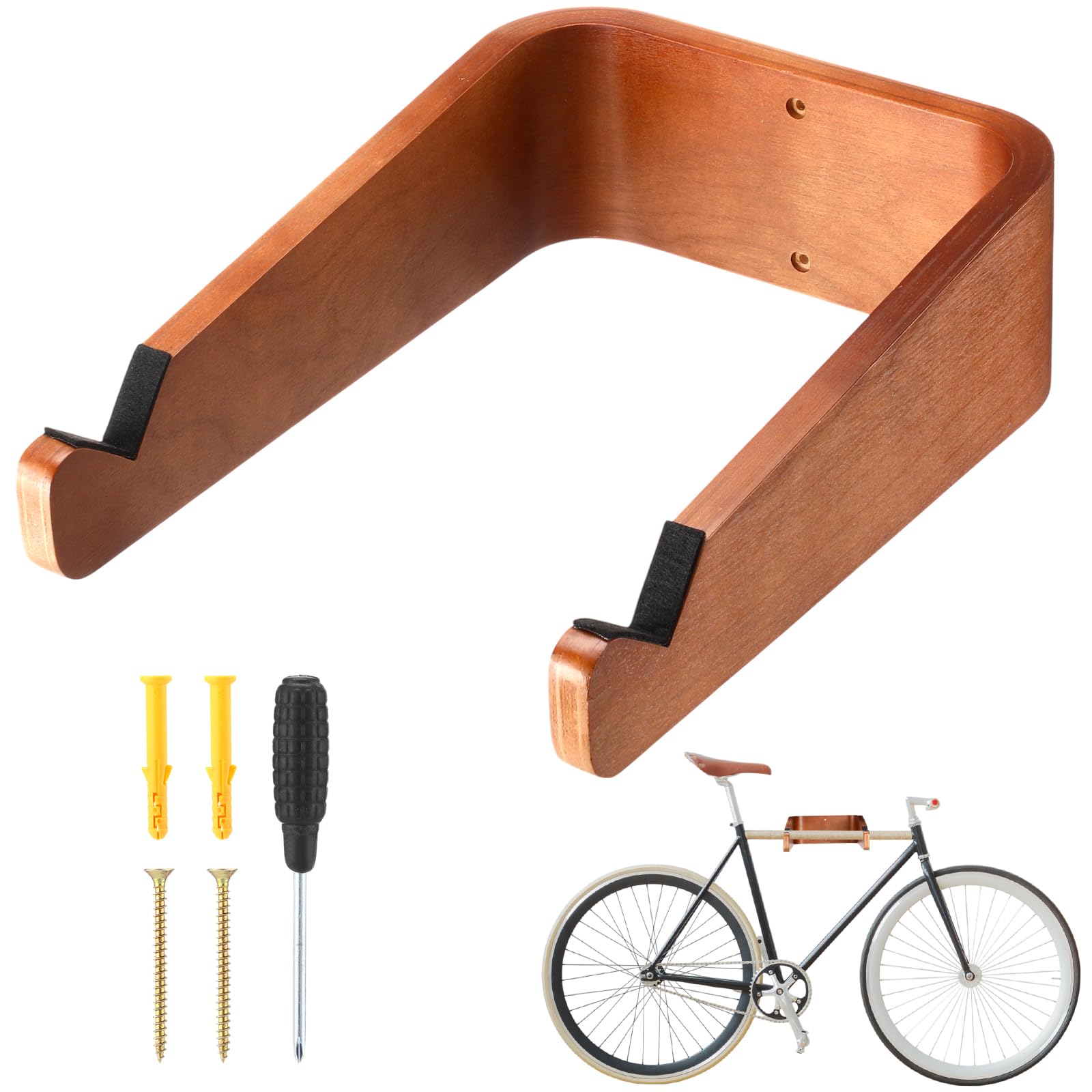 Photo 1 of Geelin Wooden Bike Wall Mount Horizontal Bicycle Wall Mount Wall Bike Rack for Home Garage Apartment Make Your Apartment Tidier