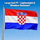 SHATCHI Croatia Flag 5ft x 3ft with Brass Eyelets Polyester National Banner view 2