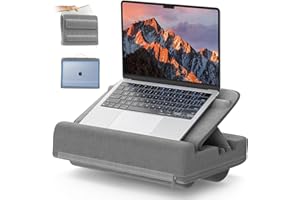 LVVIL Laptop Pillow for Lap with Storage, Adjustable Computer Lap Desk Pillow with Cushion, Tablet/iPad/Kindle/Book Pillow Stand Holder & Portable Carry Case up to 16'' Laptop for Couch, Bed, Desk, Car, RV