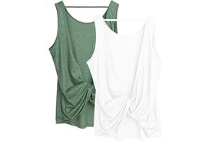 icyzone Women's Open Back High Neck Workout Athletic Gym Tank Tops