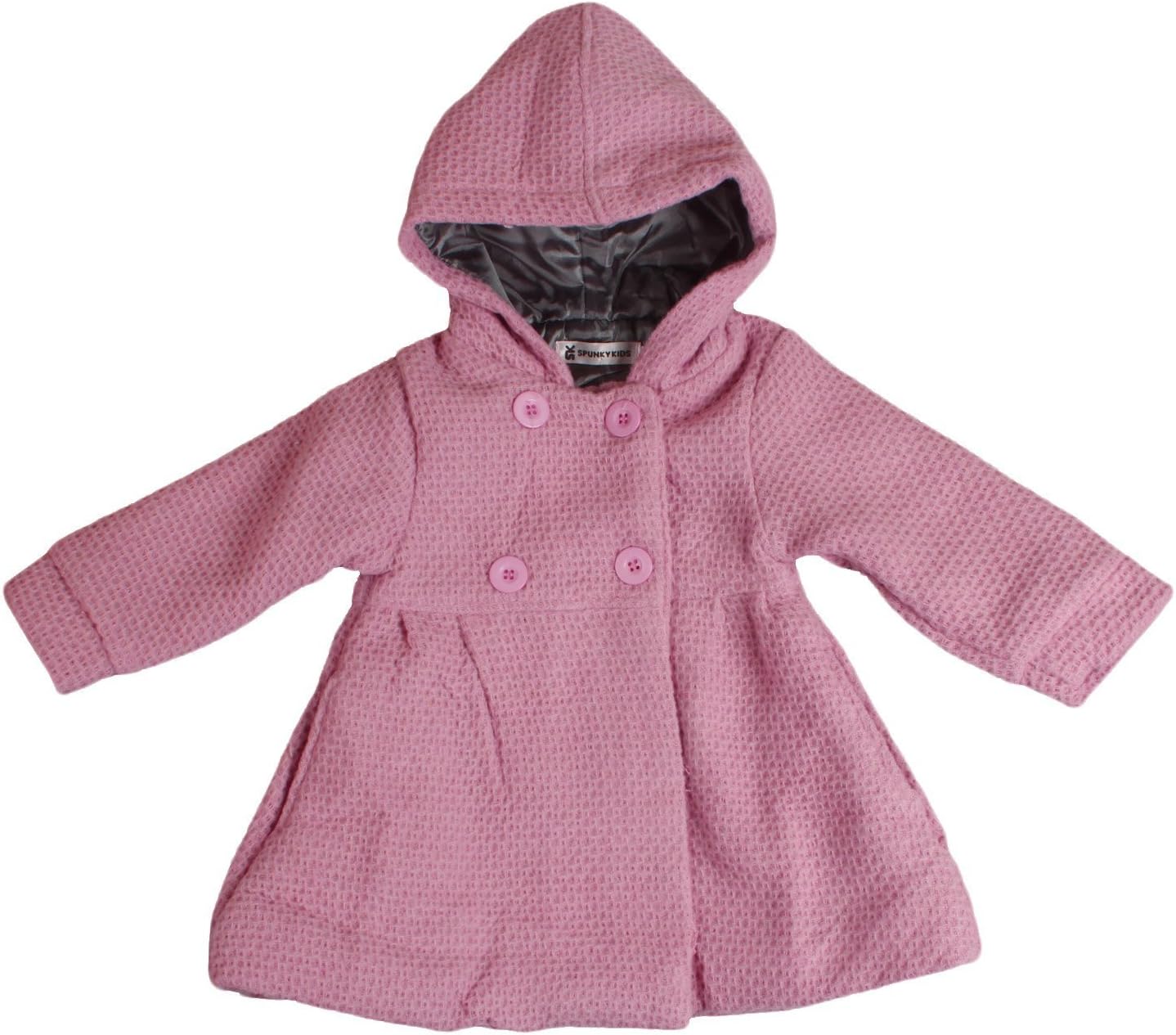 SPUNKYKIDS Baby Girl's Hooded Wool Cotton Trench Coat 12MO Pink