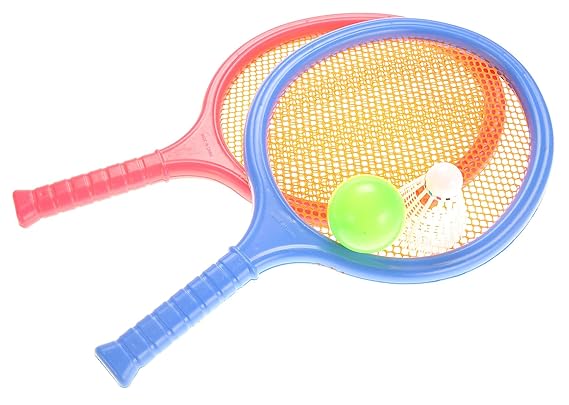 IndusBay Badminton Set for Kids with 2 Rackets , Ball and a Shuttle Birdie - Tennis Racket for Indoor Outdoor Beach Sports Activity for Kids