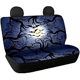 FUIALDOLG Halloween Bat Car Seat Covers Rear Bench Protection Cushion Backseat Mats Against Dirt & Pet Fur Dust-Proof Universal Car Accessories Decoration for Womens