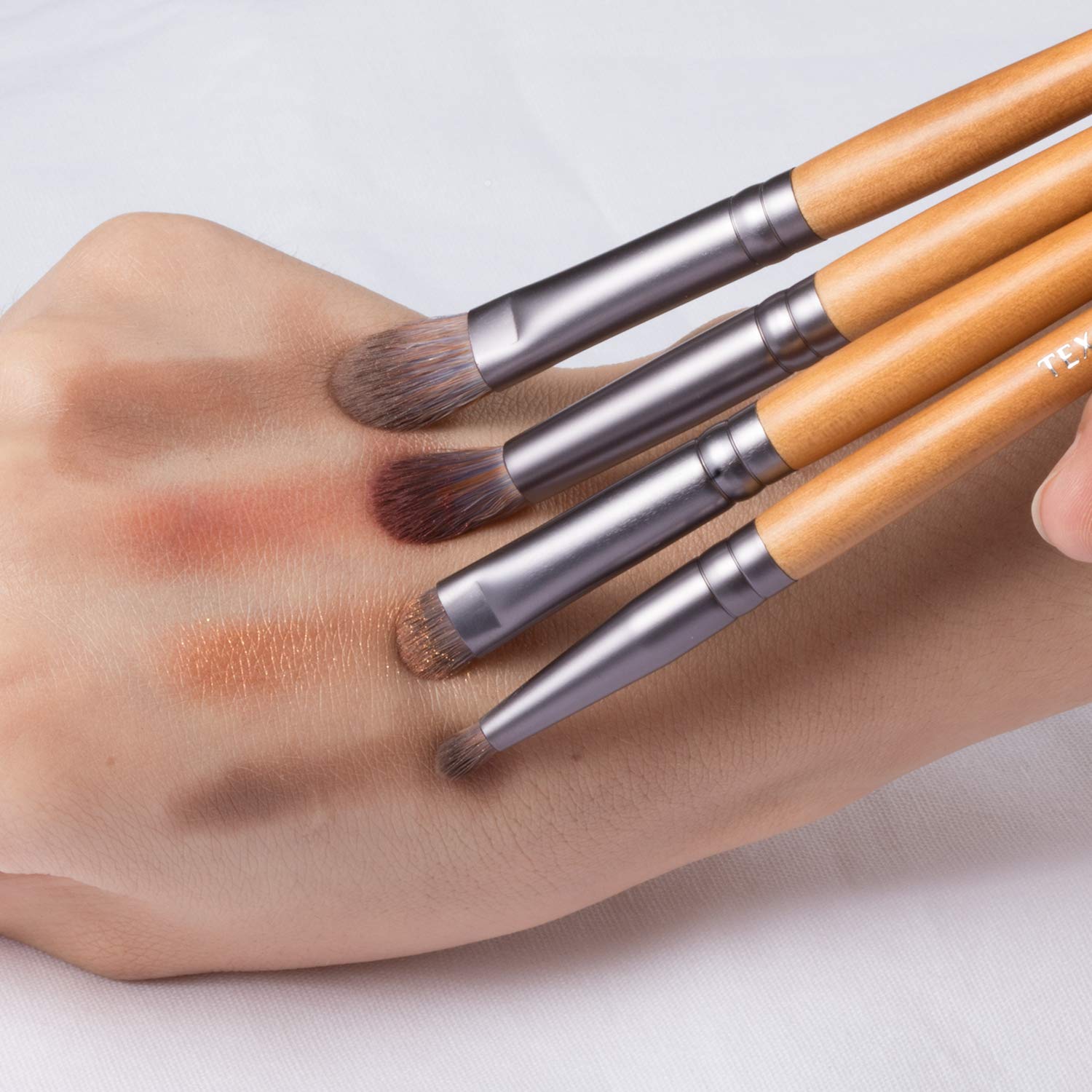 Eyeshadow Brushes Set for Angled Eyebrow Spoolie Eye Shadow Shader Crease Precision Pencil Smudge Blending Brush, Travel 5Pcs Eye Makeup Brush Kit, Wooden: Beauty