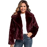 Oymyakon Women Faux Fur Coat Long Sleeve Fluffy Lapel Furry Jackets Winter Shaggy Open Front Short Outerwear