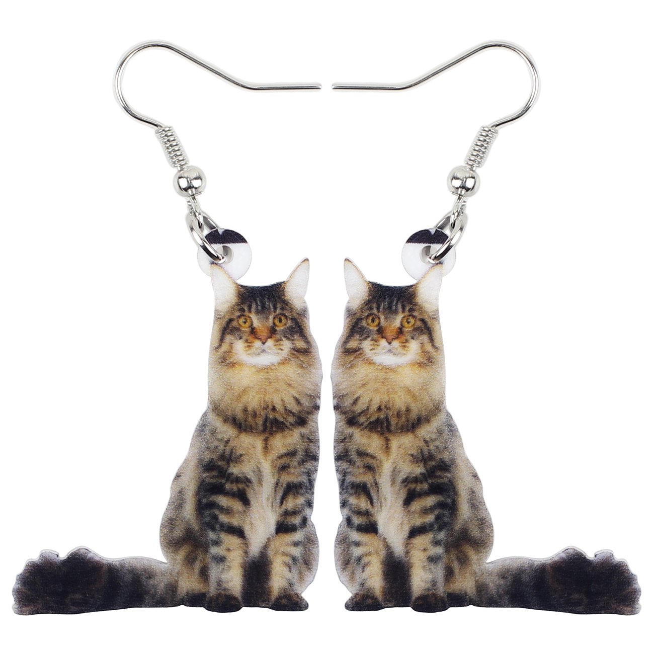 Bonsny Acrylic Drop Dangle Sweet Cat Earrings Jewelry For Women Gift Charms accessories (Brown)