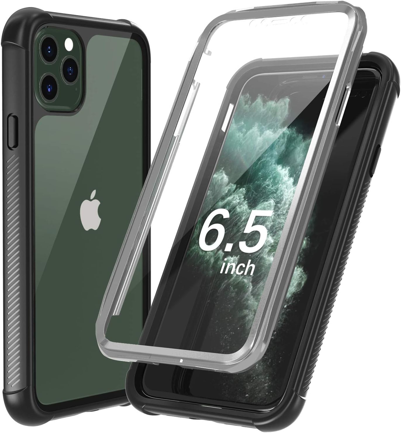 Justcool Designed for iPhone 11 Pro Max Case, Clear Full Body Heavy Duty Protection with Built-in Screen Protector Shockproof Rugged Cover Designed for iPhone 11 Max Case 6.5 inch 2019