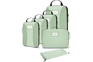 BAGSMART Compression Packing Cubes, 6 PCS Packing Cubes for Suitcases, Travel Bags Organizer for Luggage, Lightweight Packing Cubes for Travel Essentials, Kohlrabi Green