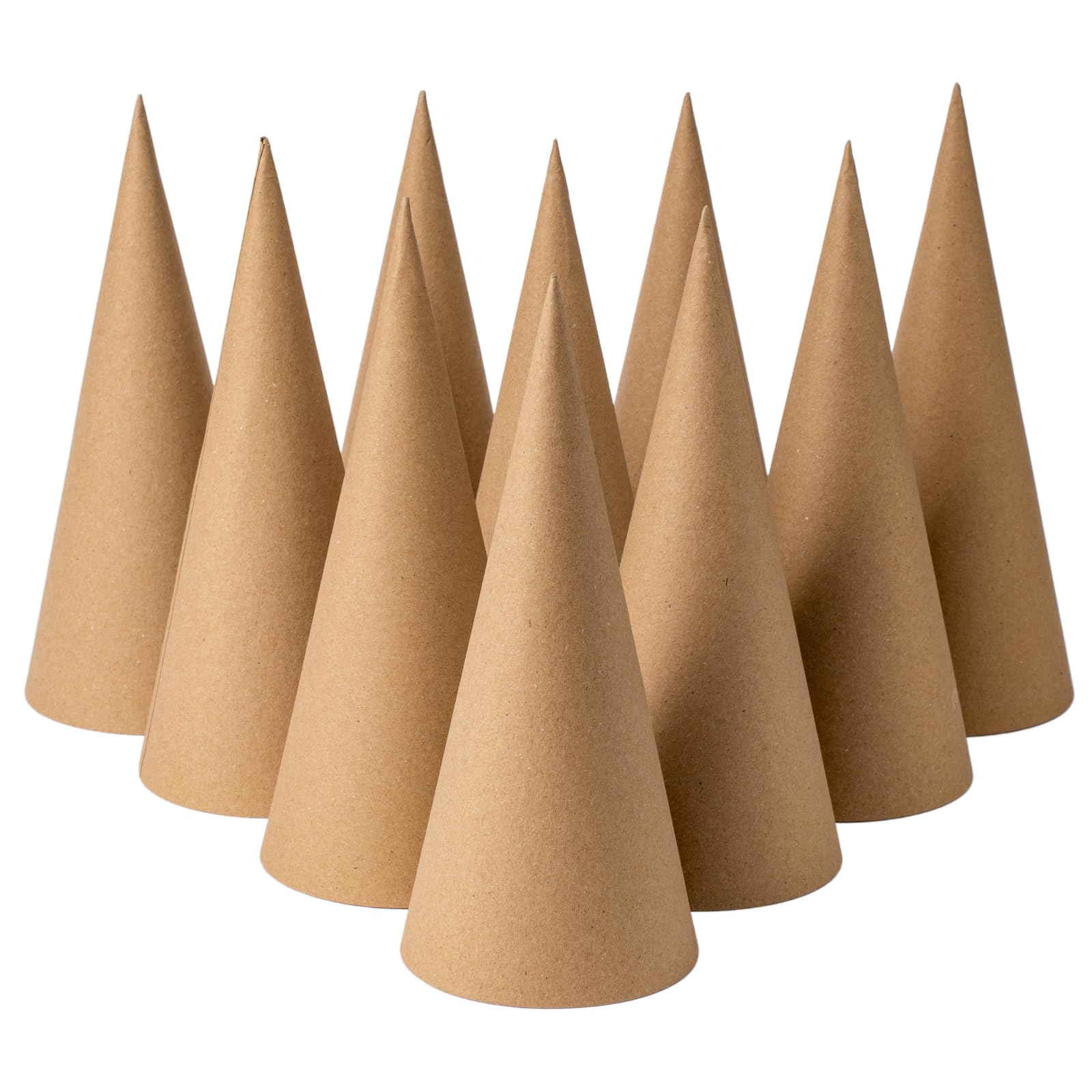 Photo 1 of Crafjie 10PCS Paper Mache Cones Open Bottom 10 x 4 in, Paper Cone for DIY Art Projects, Christmas Gnomes, Christmas Tree, Christmas hat, Halloween Decorations, Crafts and Holiday Decor, Brown