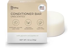 The Earthling Co. Conditioner Bar - Promote Hair Growth, Strengthen & Moisturize All Hair Types - Paraben & Sulfate Free Formula with Natural Ingredients for Dry Hair (Fragrance Free, 1.8 oz)