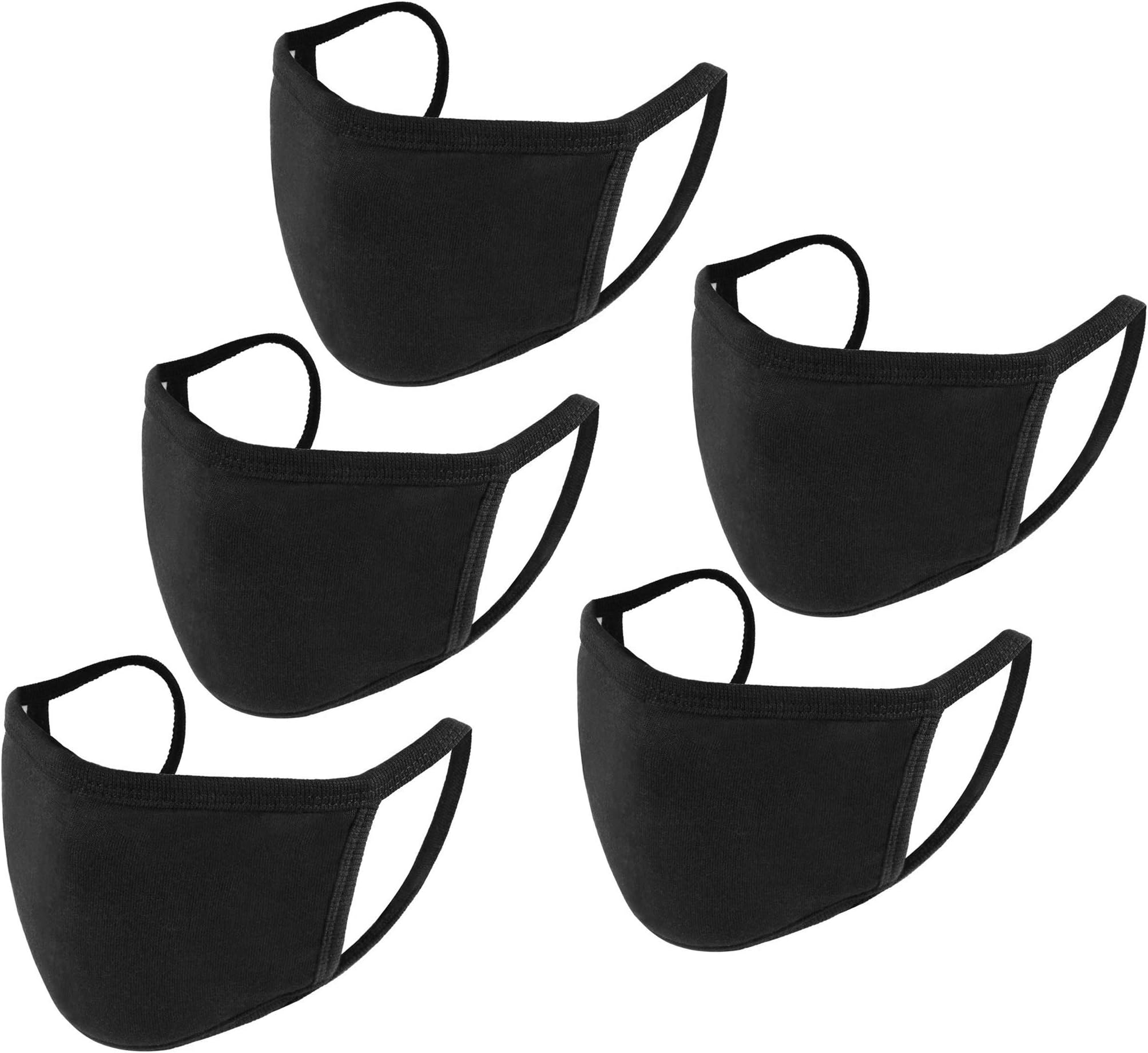 Set 5 pcs | Anti Pollution Protective Shield Black Reusable Black Cotton Cover Outdoor Face Covering Hat Washable