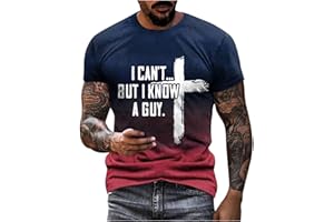 FXBAR Novelty Tshirts I Can't But I Know A Guy Letter Printed T-Shirts for Men Funny Christian Shirts