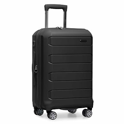 Traveler's Choice Pagosa Indestructible Hardshell Expandable Spinner Luggage, Black, 22-Inch Carry-on