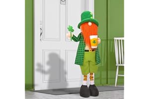 Noideeer Large St Patricks Day Gnome Plush Decorations Outdoor, Cute Standing Saint Patricks Day Gnomes Gift Decor with Retractable Spring Legs, Placed Outside Yard/Porch/Garden/Indoor/Home/Office