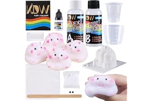 KDW Flex Rubber for Taba Squishy Kit All-in-one Beginner Kit for Squishy with 50ml AB Elastic Liquid Silica Gel Hamster Molds Flocking Powder Bag DIY Decompression Gift
