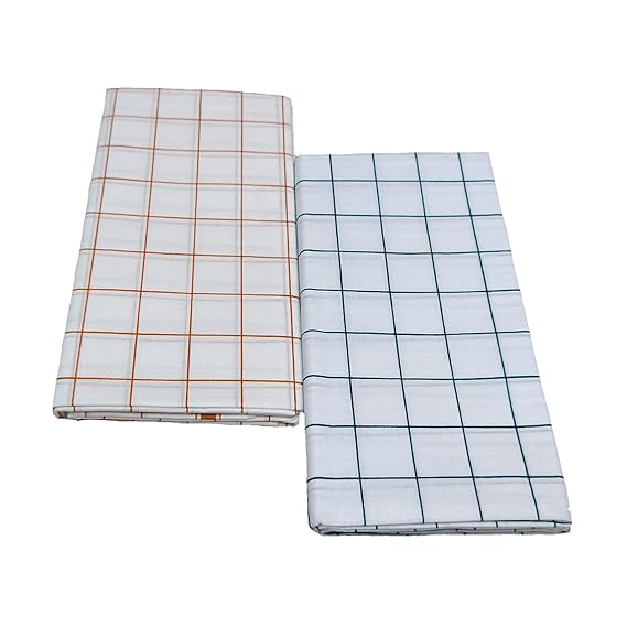 Cotton Cool 100% Pure Cotton White Chexs LungiFree Size White Colour (Pack of 2 Piece}