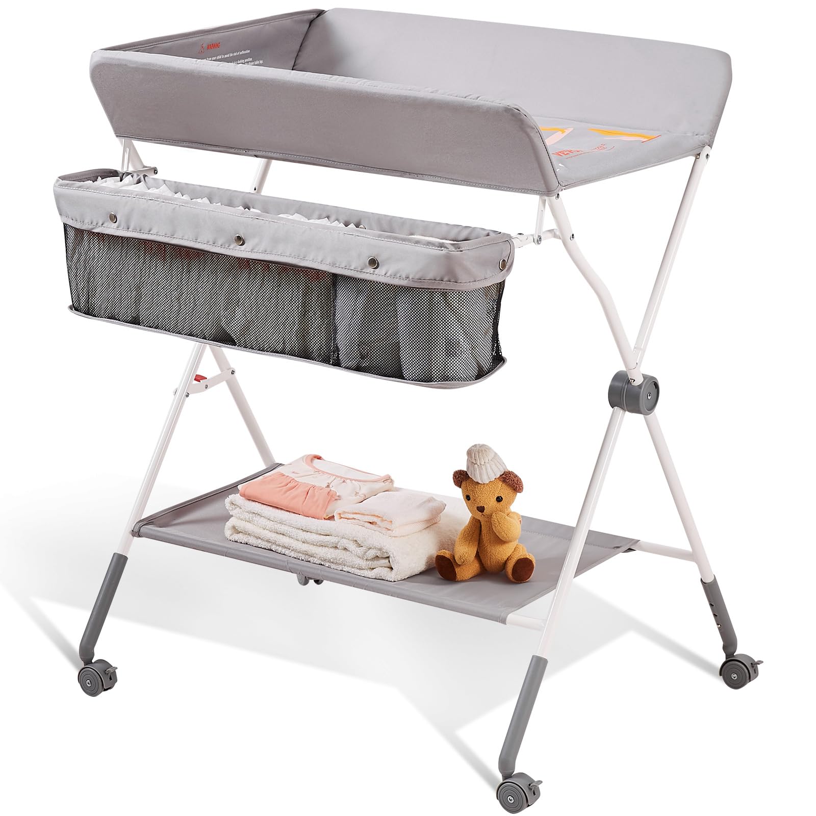 Diaper Mophorn Baby Changing Table, Folding With Lockable Wheels