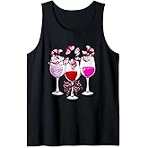 Wine Glass Butterfly Pink Ribbon - Breast Cancer Awareness Tank Top