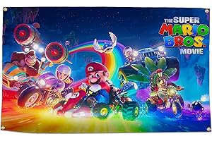 QSEHI Super Bros Tapestry Boys Birthday Party Backdrop Decor for Mario Baby Funny Theme Decorations Banner with Super Nostalgic Classic Game Video Super Mari Brother Signs Flag