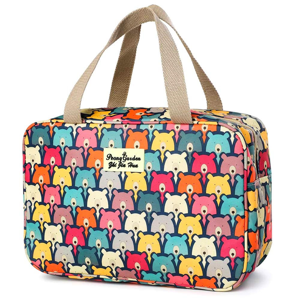 Travel Toiletry Bag, Portable Travel Cosmetic Wash Bag Make up Bag Clutch Overnight Wash Shaving Kit Bags Pouch Hand Bag for Women (Many Bear)