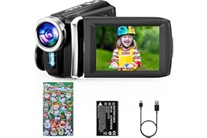 Rawiemy Video Camera Camcorder HD 2.7K 36MP Kids Camcorder Vlogging Camera for YouTube TikTok Digital Video Camera Recorder,Christmas Stickers,8X Digital Zoom for Kids (Black)